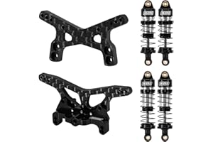 INJORA Carbon Shock Towers with Mount and Aluminum Oil Shocks for 1/24 Buggy Losi Micro-B 1/28 Micro-T