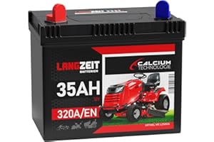 LANGZEIT BATTERIEN Langzeit Rasentraktor Batterie 12V 35Ah Starterbatterie Aufsitzmäher Rasenmäher Plus Pol Links statt 26Ah 30Ah 32Ah