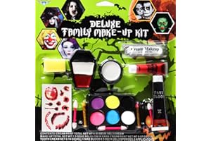 SPINNE LUCAS Kit Trucco Halloween, Trucchi Halloween, Palette di Trucco da 6 Colori + Palette di Trucco da 3 Colori + Sangue Finto + Adesivi Per Cicatrici di Halloween + Colori Per il Trucco (Rosso, Grigio)