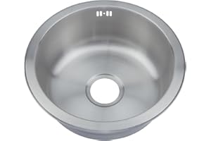GRAND TAPS Brushed Stainless Steel Round Bowl Inset Kitchen Sink & Fittings & Waste Kit (M08 bs)