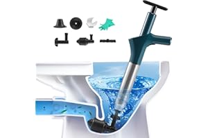 NASTOPEE Deboucheur WC, Deboucheur Canalisation Haute Pression Débouche Toilette Air Comprimé avec 4 Différentes Ventouses Piston de Toilette pour Déboucher les Toilettes Baignoire Drain de sol Lavabo (Bleu)