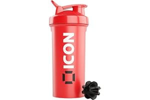 ICON NUTRITION ICON Red Protein Shaker Bottle with ball, Leak Proof 700ml Shaker for protein shakes - Sports Supplements Shakers Protein Shake Bottle and Gym Shaker Bottle, Protein Bottle Shaker (1 Shaker Only)