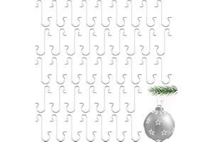 ALUNME 100 Pcs Silver Christmas Ornament Hooks for Christmas Trees,Metal Hooks for Tree Decorating, Garland Decorations (100 pcs Silver C)