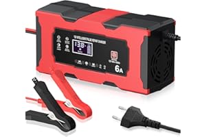 EYPINS Caricabatterie Auto 12V 6A, Carica Batteria Intelligente Auto,Mantenitore Batteria con Schermo LCD per Auto,Moto,Barca