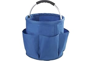 Maximex Reinigungs Caddy Mod. HERKULES, extra große Putztasche, 34 l Volumen, für Putzmittel und Zubehör, gepolsterter Tragegriff, stabil, faltbar, wasserabweisend, Ø 35 x 35 cm, Polyester, Blau