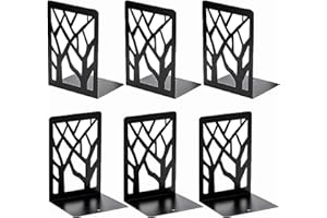 SHANQIAN Lot de 6 Serres Livres en Métal, Lourds Cale Livre, Anti-Rayures et Antidérapant Presse Livre Noir pour Enfant, Bureau, Salon et Salle D'étude, École, Librairie et Bibliothèque(17×12 CM)