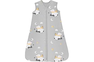 Looxii Saco de Dormir para Bebé de Verano 100% Algodón 0.5 TOG Cremalleras de 2 Transpirable Saco de Dormir 78 cm para Unisex Niñas Niños 6-12 Meses Oso Blanco