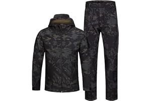 QIYUANT Barn utomhus taktiska kläder camo softshell jacka & byxor set fleece fodrad airsoft militär kamouflage vinter kamp ja