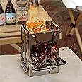 ISTARA Wood Stove Burner| BBQ Folding Stainless Steel Manual Stove With Carry Bag| Portable Fire Pit Campfire| Square Stove For Picnic Hiking Cooking, Wood Burning Outdoor Camping Stove (BIG)