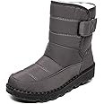 GLL-MONEY Snow Boots, Women's Warm Plush Lined Ankle Wellies Winter Waterproof Non-Slip Rubber Strong Grip Hiking Flat Classic Short Boots for Outdoor Hiking Ski Holidays Snowboard,Gray,38 EU