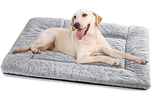 Baodan Washable Dog Bed for Medium Small Dogs Cats, Soft Dog Crate Mattress Mat, Fluffy Comfortable Dog Beds Pad Cushion- M 75x50 cm, Grey