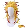 Cosrea Japanese Anime Rengoku Shinjurou Cosplay Wig Yellow Costume Wigs for Halloween Women Men…