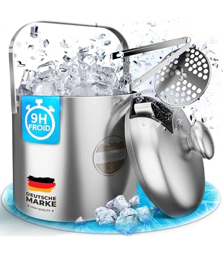 Seau à Glace Isotherme Acier Inox 3,2L - Avec Pince Et Passoire, Pour Vin Et Champagne