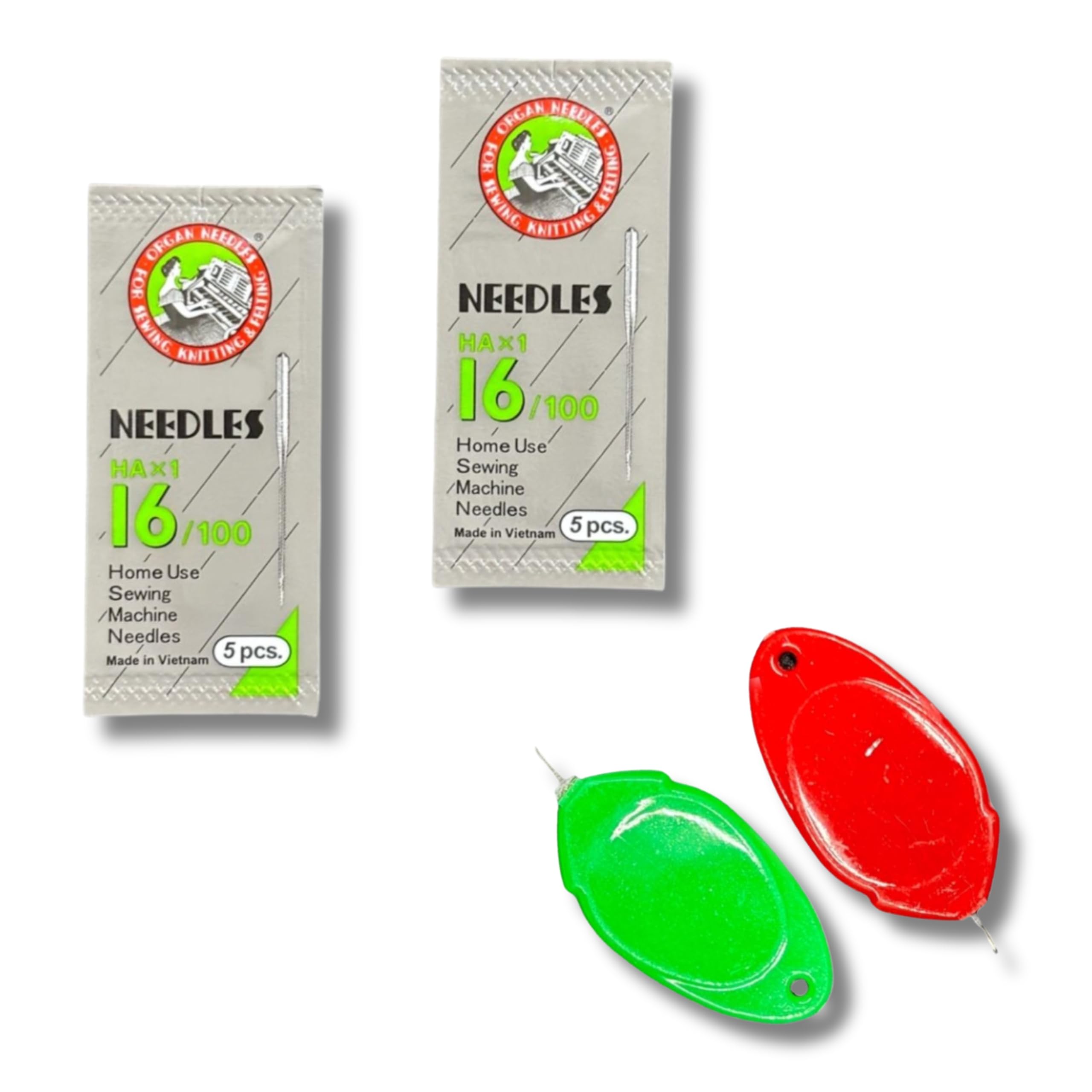 Zenith Sewing Machine Combo - 10 HA-16 Needles Pack of 2 & 2Pc Needle Threader | Compatible with Usha, Singer & Brother Automatic Machines | Durable Steel Finish | Ideal for Cotton, Rayon & More