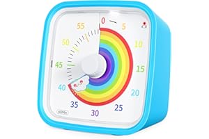 Yunbaoit Rainbow Disk, timer visivo con custodia protettiva, conto alla rovescia da 60 minuti, per bambini e adulti, strumento di gestione del tempo silenzioso (blu)