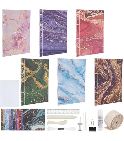 Kit De Reliure Spirale RANJIMA Lot De 41 Outils De Reliure De Livres Pour Débutants, Kit D'accessoires De Reliure De Livres Avec Ruban, Fil Ciré, Alêne Pour La Reliure De Livres DIY