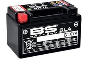 BS Battery 300672 BTX7A AGM SLA Motorrad Batterie, Schwarz