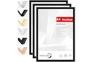 HIMEETIME 3 pezzi Cornice A4 21x30 cm | Cornice nero in metallo | Cornice per documenti 21x29,7 cm Collage grande | Cornice in metallo Cornice in alluminio， Adatte Alla Decorazione Delle Pareti