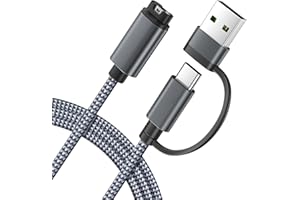 Itramax 2-in-1 USB C Charging Cable for Garmin Watch 1.2M 1Pack,USB Charger Power Cord for Garmin Fenix 8 E 7 7X 7S 6 Solar,Forerunner 970 965 955 945 570 255 245 165 55,Vivoactive 6 5 4 3 Music- Grey