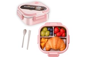 OneLine Lunch Box for Kids, Tiffan Bento BOX Stainless Steel 3 Compartment for school nursery (Pink, 3 Compartment)