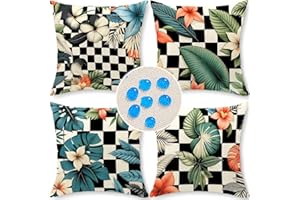 Cirzone Outdoor Kissen 4er Set Kissenbezug 45x45 Deko Wohnzimmer Leinen für Deko Wohnzimmer, Garten, Balkon