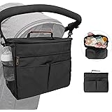 Borsa per Passeggino Universale Portaoggetti con Tracolla,Neonati Borsa Organizer,Portaoggetti Impermeabile Con Cerniera,Tasc