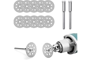 Hcunbsu 10 Stück Diamant Trennscheibe, 22 mm Diamantscheibe mit 2 Stück 3 mm Dorn, Diamant Schleifscheibe Zubehör, für Rotationswerkzeug, Fliese, Glas, Stein, Holz