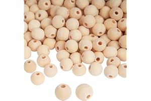 ‎CUWELT CUWELT 1000 Stück 8mm Holzperlen Natur zum Auffädeln, Unbehandelte Holzkugeln mit Loch, Rund Holz Perlen, Holzperlen mit Loch, Bastelperlen Holz mit Loch für DIY Schmuck Basteln Armband Halskette