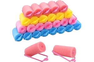 WEONE 32 Piezas Rulos para el Pelo de Esponja, 30mm Espuma Suave Rodillos para Cabello, DIY Bigudíes de peluquería para Mujeres Muchachas y Niños, 4 Colores