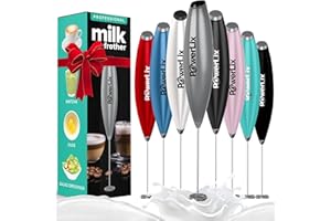 PowerLix Espumador de leche de mano, funciona con pilas, batidor eléctrico de matcha, batidor de espuma para café, latte, cap