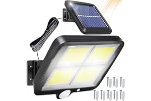 ‎RETOO Retoo Lampa solarna zewnętrzna z czujnikiem ruchu 120 diod LED Nowy model lampy słonecznej do ogrodu Kinkiet solarny do użytku na zewnątrz idealne na patio werandę garaż drzwi wejściowe