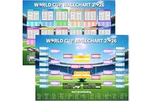 YOFANUP World Cup Football 2026 Wallchart, 2 Pcs World Cup Schedule Poster, Football Party Decorations, A1 Size 84x60cm World Cup Fixtures, Great Gifts for Soccer Fans