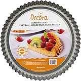 Decora, 0070030 Stampo Furbo per Crostata, in Acciaio Antiaderente, Tondo Ø 24 X 3 cm, Rende facile Farcire la Crostata, Desi