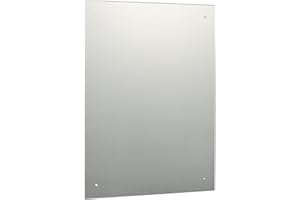 REFLEX SALES AND MARKETING LTD 60 x 45cm Rectangle Bathroom Mirror with Drilled Holes & Chrome Cap Wall Hanging Fixing Kit