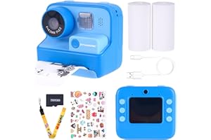 Cámara Infantil instantánea DYNASONIC (2ª Gen). Camara de Fotos Digital y Video para niños. 48MP. 2,5k UHD. Tarjeta SD 32GB, x4 Papel impresión Digital. Regalo niños niñas 3 a 14 años