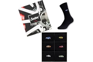 Soxbox Mens Black Socks 6 and 12 Pairs Organic Combed Cotton Breathable Multiway Stretch Reinforced Heel & Toe Embroidered Assorted Socks in Luxury Gift Box
