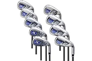 MAZEL Men's Single Length Golf Club Irons Set of 9 (right, Stainless-Steel, Stiff (US Flag))