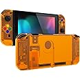eXtremeRate DIY Replacement Shell Buttons for Nintendo Switch, Back Plate for Switch Console, Housing with Colorful Buttons for Joycon Handheld Controller - Clear Orange [No Electronics Parts]