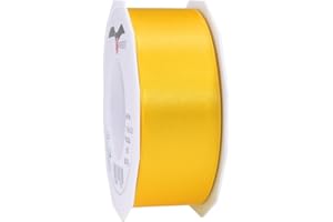 PRÄSENT C.E. Pattberg Satin Jaune, Rouleau de 25 m de Ruban Satinée pour Emballage Cadeau, Largeur 40 mm, Accessoire de Décoration et Bricolage, Ruban Décoratif pour Présents, en Toute Occasion