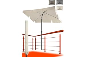 4smile Sonnenschirm Balkon in Beige - Sonnenschirm rechteckig 200x125cm mit UV50+ Sonnenschutz | Balkon Schirm knickbar höhenverstellbar | Robuster Balkonschirm für optimalen Schatten