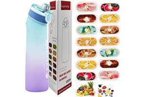 HARDWARE TRIBE Botella de agua deportiva de 700 ml con cápsulas de 14 sabores Material Tritan resistente a altas temperaturas Sabor natural de frutas extraído asegura agua segura y sabrosa