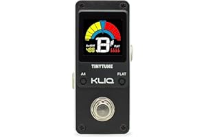 KLIQ Music Gear Accorder la pédale d'accordeur pour guitare et basse - Chromatique - (Alimentation requise) Noir