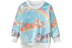 DHASIUE Girl Sweatshirt Jumper Rainbow Cat Shirt Tops Christmas Xmas Kid Crewneck Long Sleeve Pullover 4-11 Years