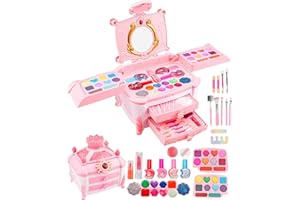 TORLAIST 49 PCS Kids Makeup Sets for Girls, Washable Non-Toxic Princess Makeup, Children Princess Real Play Makeup Starter Kit, Kid Perfect Christmas & Birthday Gifts for Little Girls Ages 4 5 6 7 8 9 10 11 12