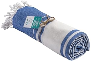 Artexia Serviette De Plage en Coton Drap De Plage Couverture Pique Nique Natte De Plage Plaid en Coton Serviette De Bain Fouta Plage Serviette De Plage XXL (Royal)