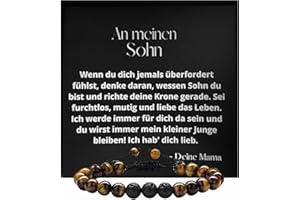 Ahnona - Sohn Geschenk von Mama, Armband mit Tigerauge, 18. Geburtstag Junge, An Meinen Sohn Geschenk von Mama, Etui Junge, Azubi Geschenk, Leder Armband, Mutmacher Geschenk