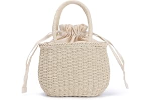 EVEOUT Stroh Handtasche Damen Sommer Handgewebt Clutch Henkeltaschen Rattan Strandtasche