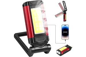 vsshe Lampa robocza LED, lampa narzędziowa, latarka LED, ładowana przez USB, funkcja obrotowa, magnetyczna podstawa i haczyk, lampa ssąca do naprawy samochodu, 2800 mAh, 1 opakowanie