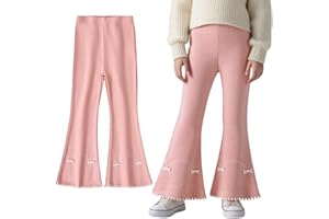 FILOWA Leggings Acampanados para Niñas Algodón Bootcut Elásticos Pantalones Acampanados Largos Campana Pantalón Cintura Alta Mallas Yoga Ocio Correr Primavera Otoño para Infantiles 3-11 años