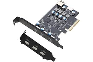 FARBOKO Tarjeta de expansión PCIe, USB 3.2 gen2 10Gpbs con 3 Puertos USB C y 2 Puertos internos (1x Type A, 1x Type E A Key 20 Pin) for Desktop Personal Computer